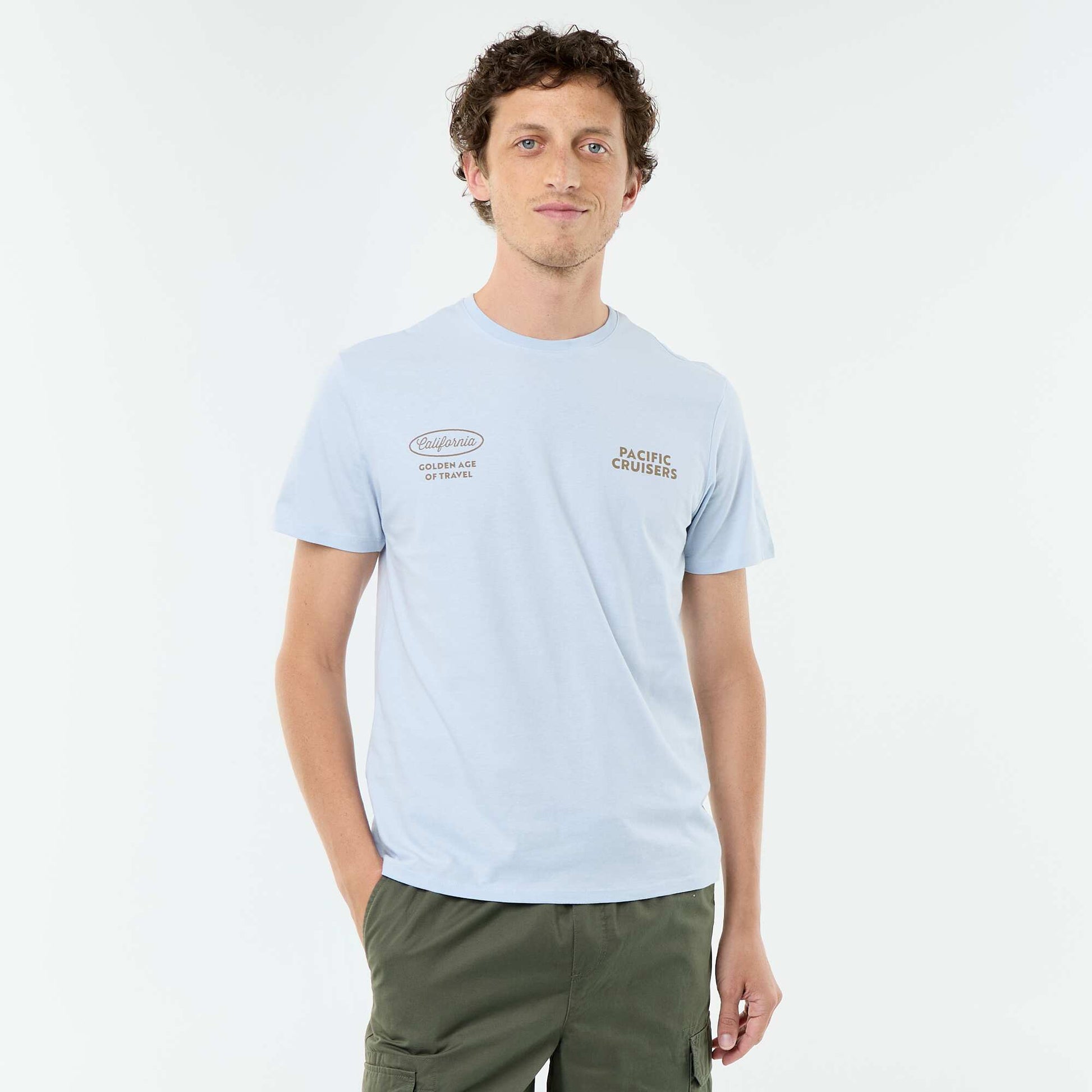 Short-sleeved graphic print T-shirt BLUE