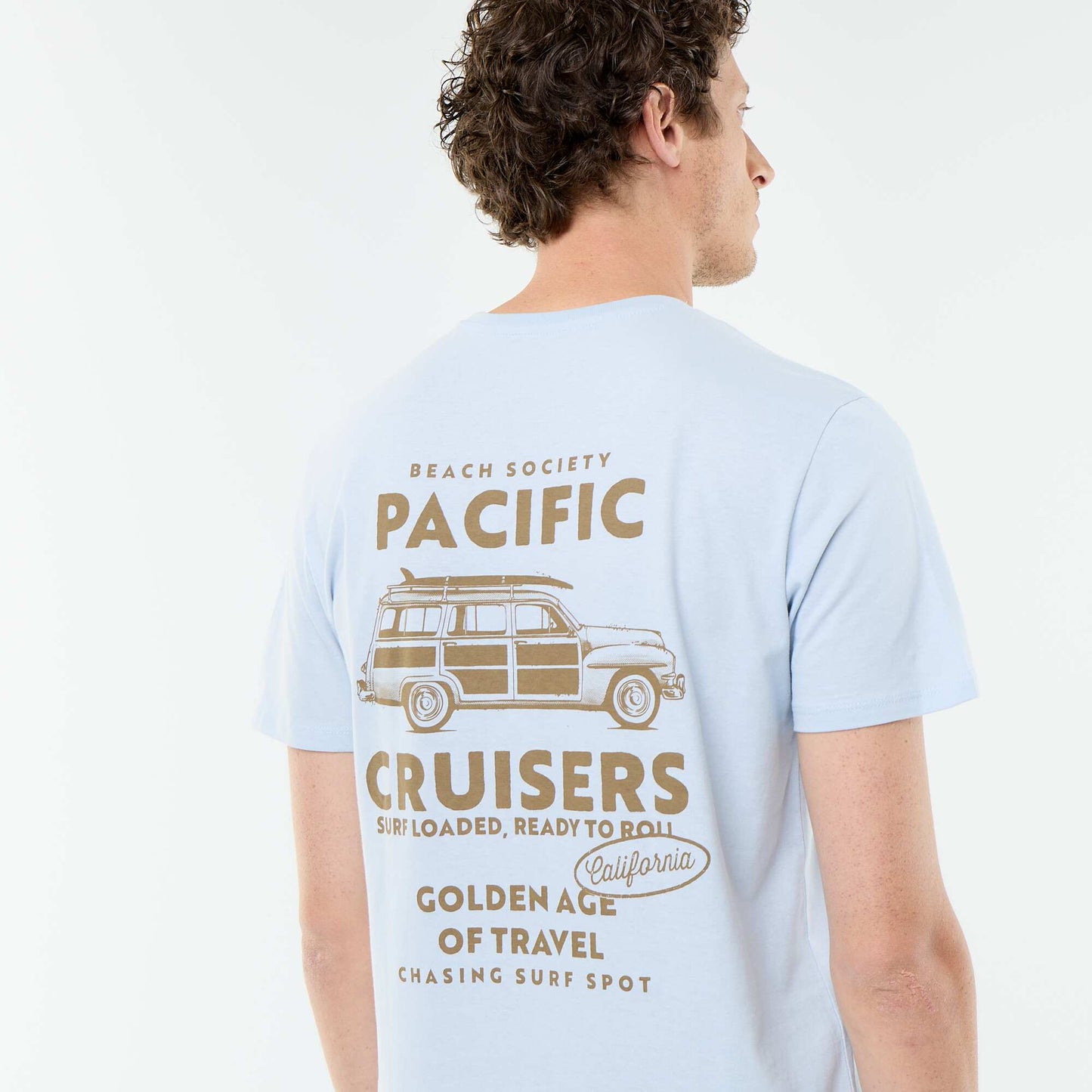 Short-sleeved graphic print T-shirt BLUE