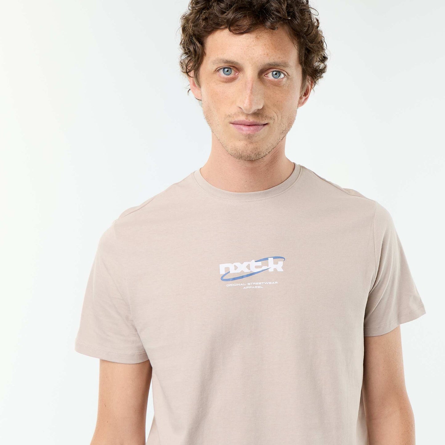 Short-sleeved graphic print T-shirt BEIGE