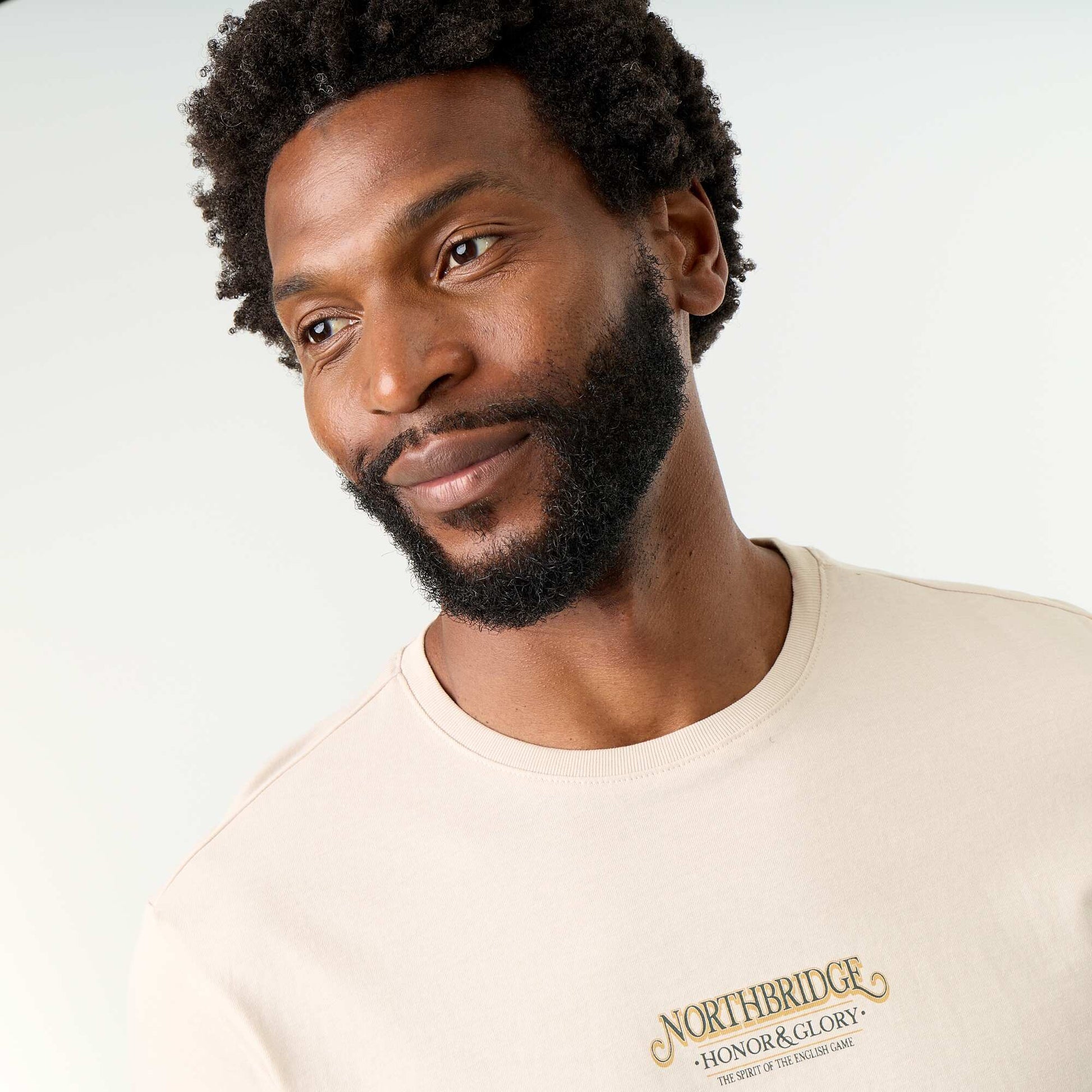 Short-sleeved graphic T-shirt BEIGE
