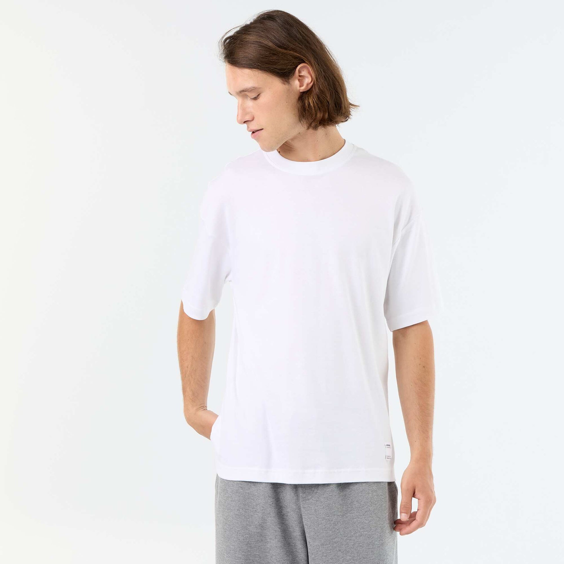 Men's Plain Short-Sleeved Crew Neck T-Shirt WHITE