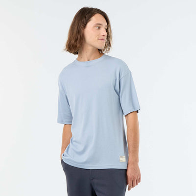 Men's Plain Short-Sleeved Crew Neck T-Shirt BLUE