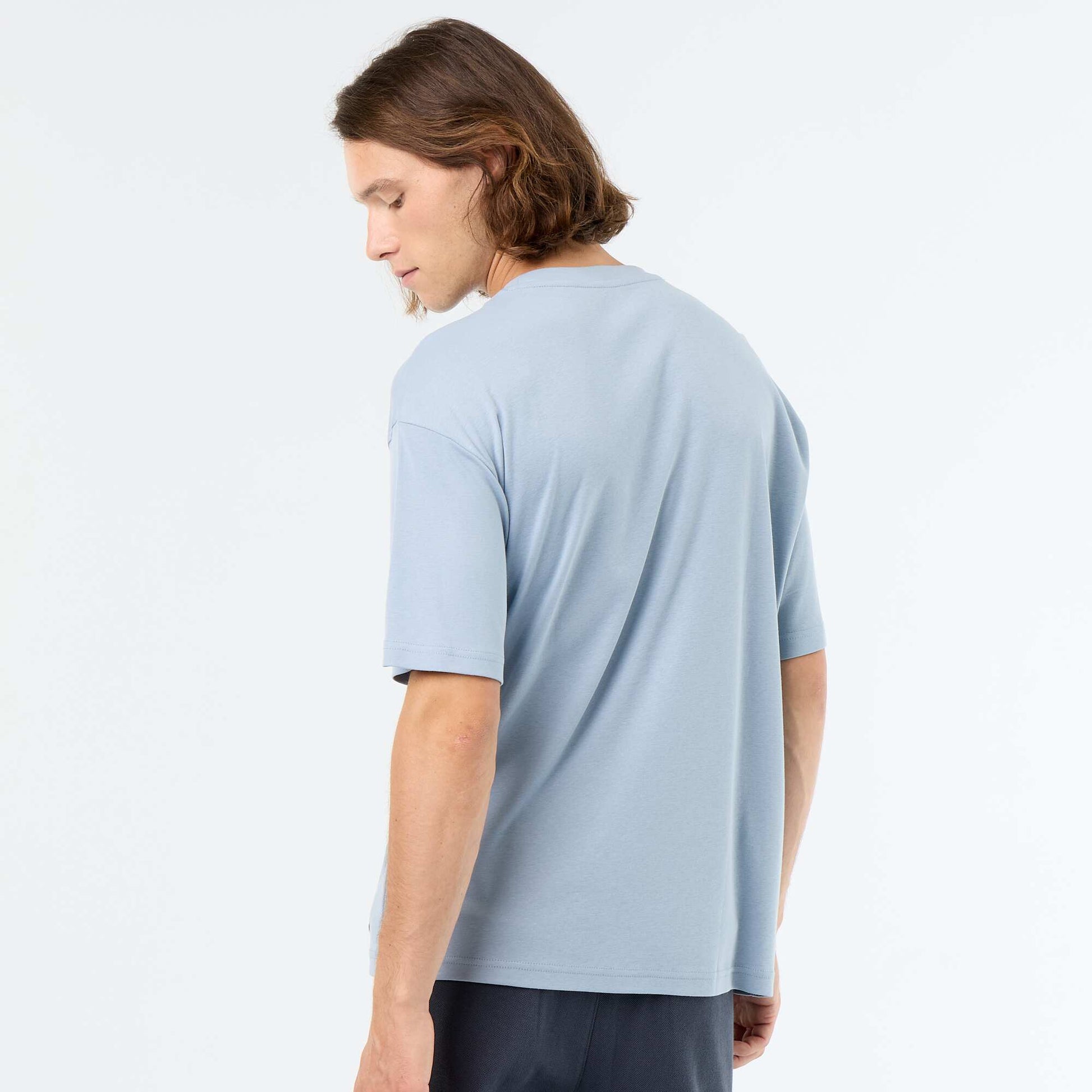 Men's Plain Short-Sleeved Crew Neck T-Shirt BLUE