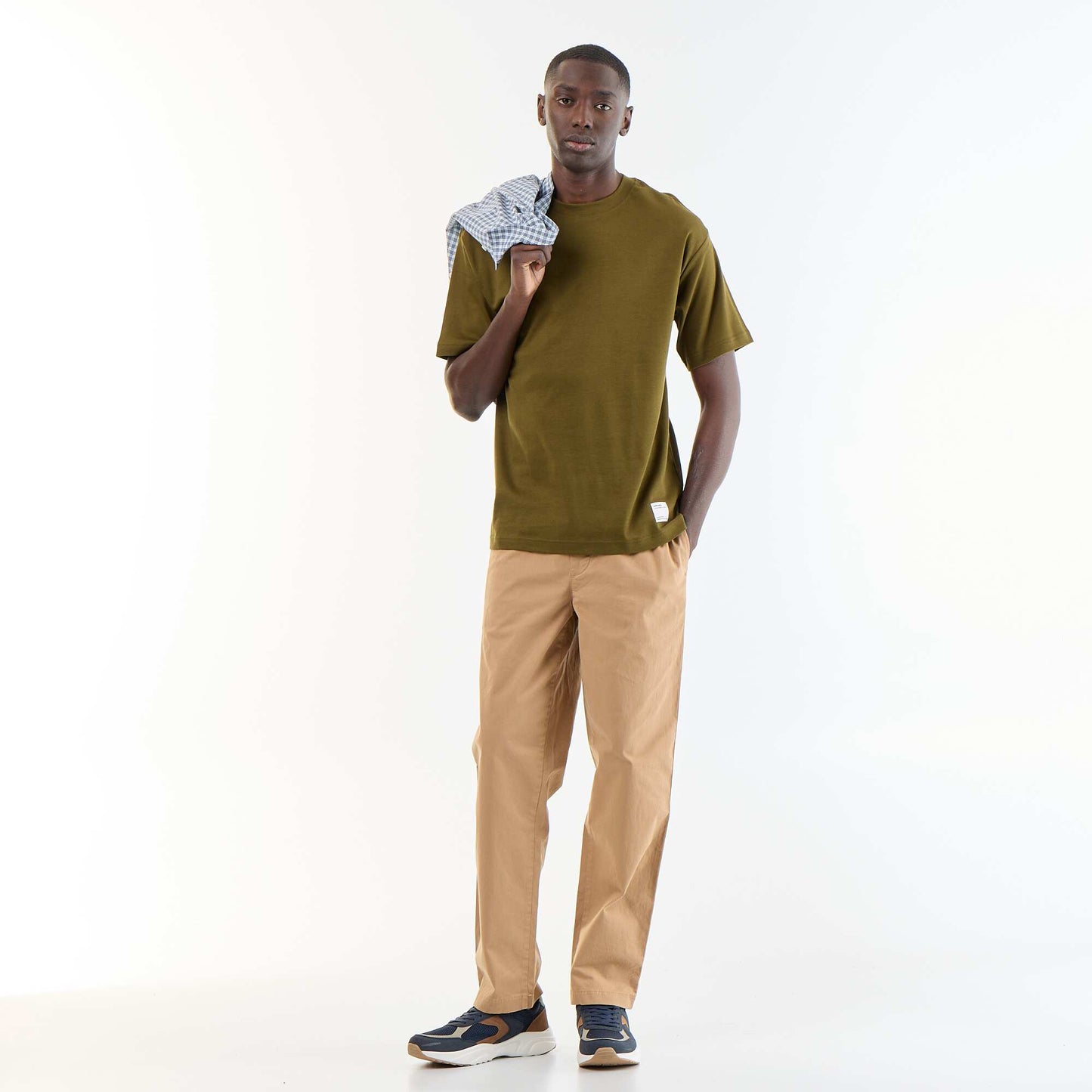 Men's Plain Short-Sleeved Crew Neck T-Shirt GREEN