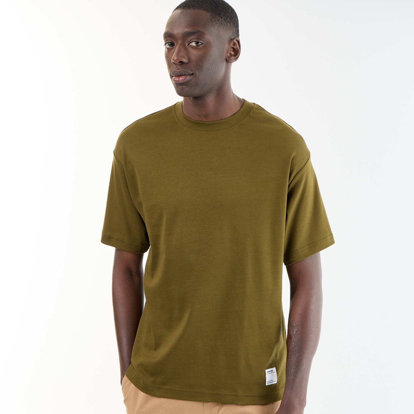 Men's Plain Short-Sleeved Crew Neck T-Shirt GREEN