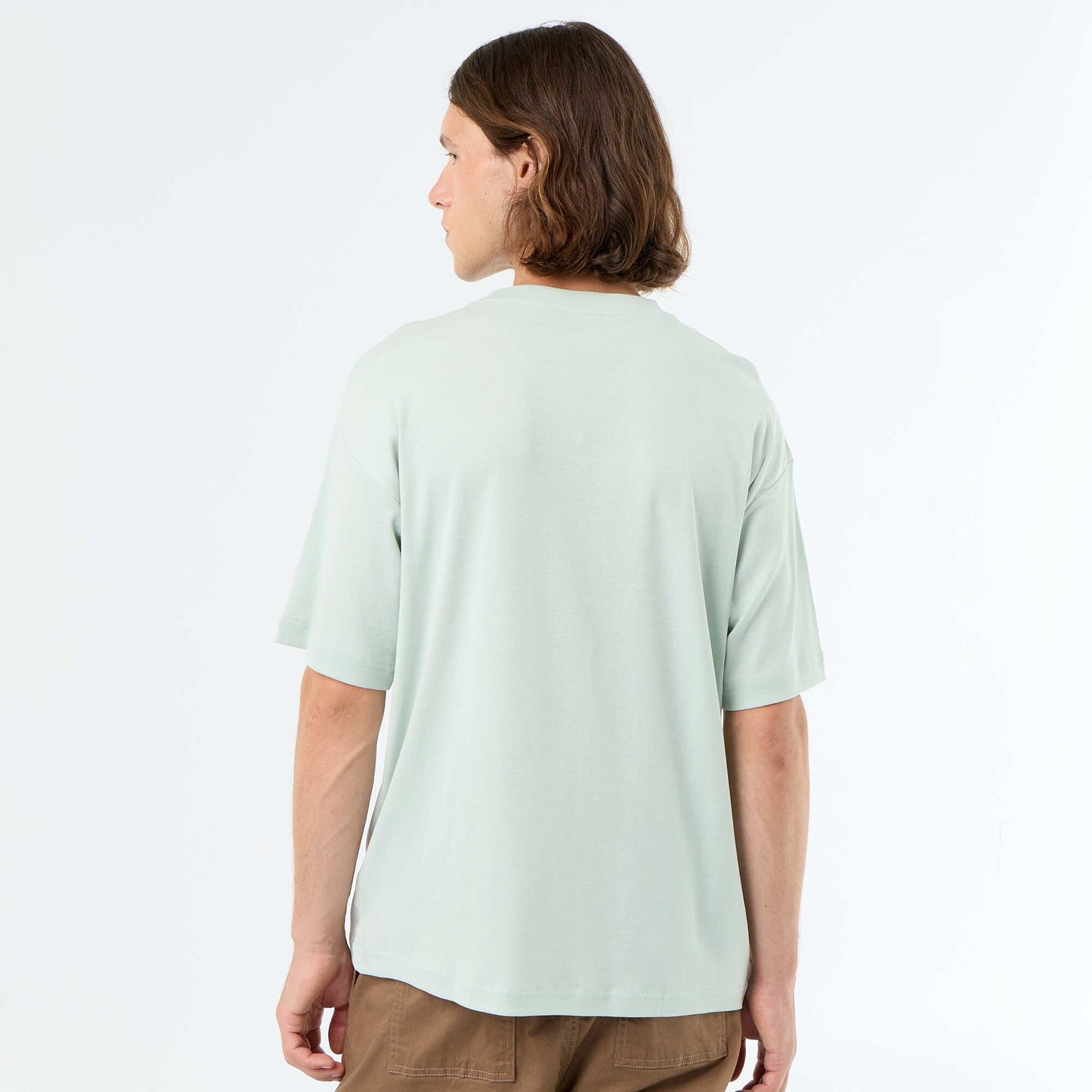 Men's Plain Short-Sleeved Crew Neck T-Shirt BLUE