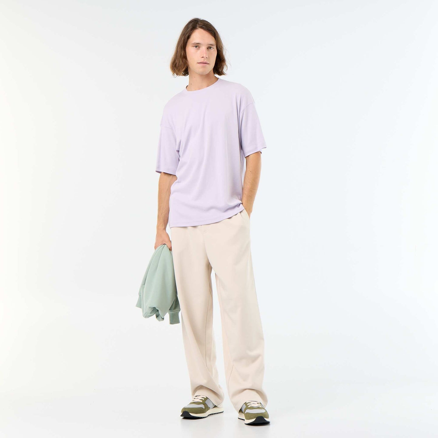 Men's Plain Short-Sleeved Crew Neck T-Shirt PINK