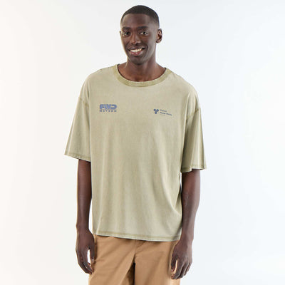 Vintage Style Short-Sleeved Printed T-shirt GREEN