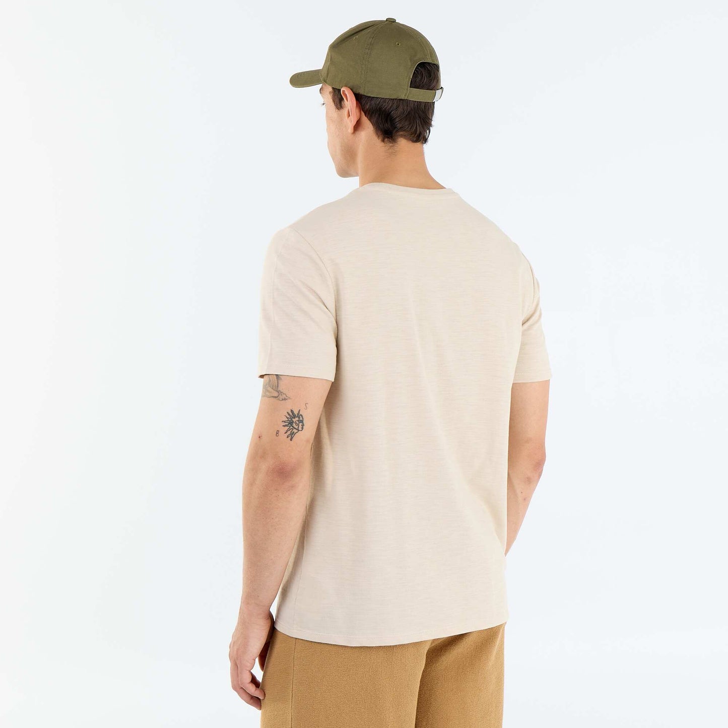 Plain Short-Sleeved T-Shirt BEIGE