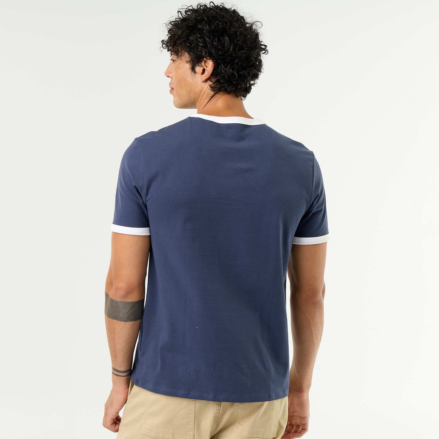 Short-Sleeved T-shirt with Contrasting Trim BLUE