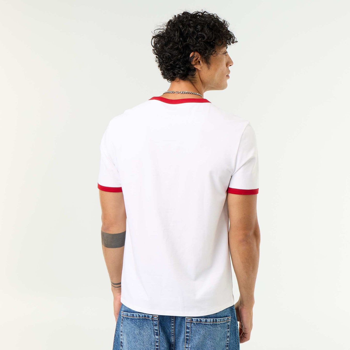 Short-Sleeved T-shirt with Contrasting Trim RED