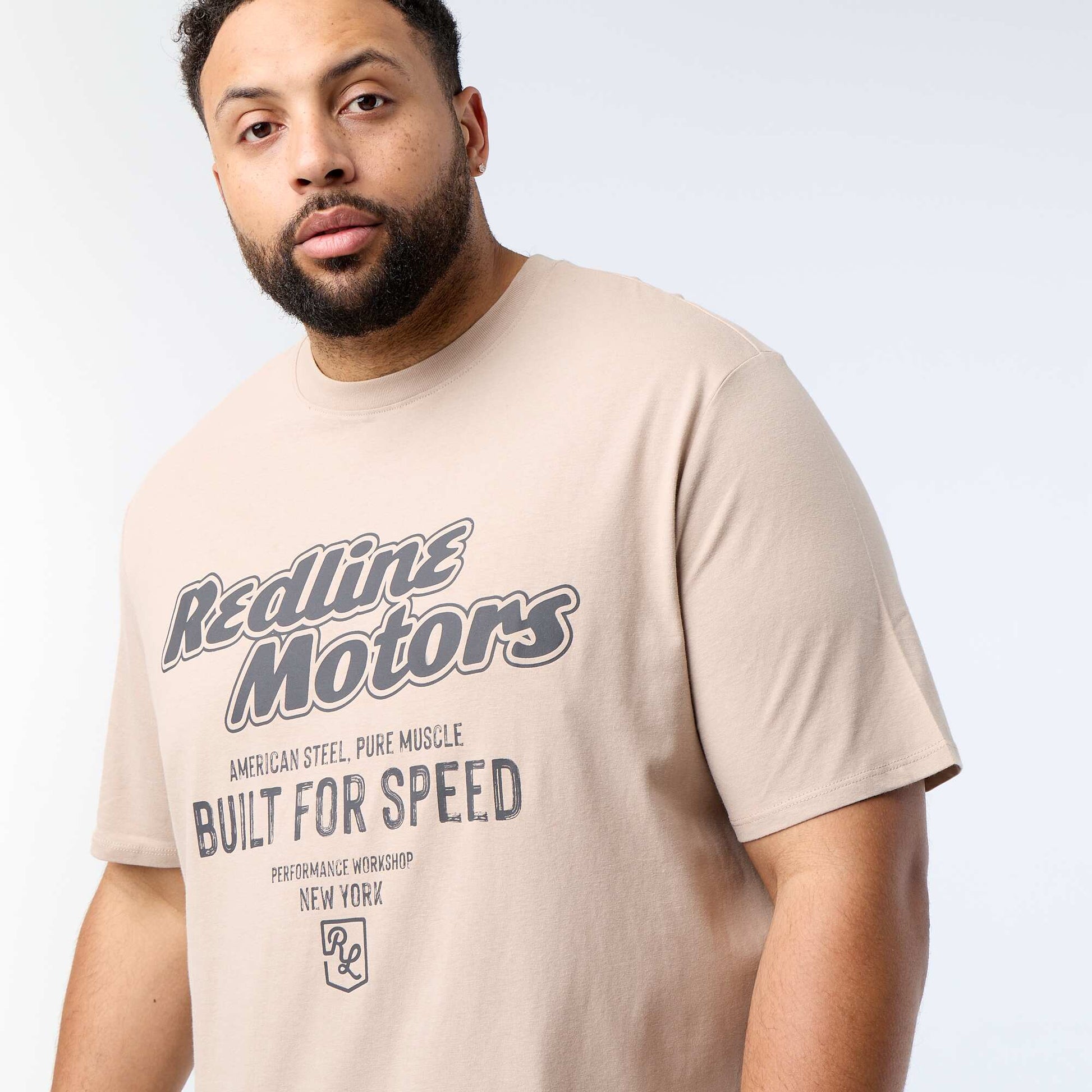 Short-sleeved printed T-shirt BEIGE