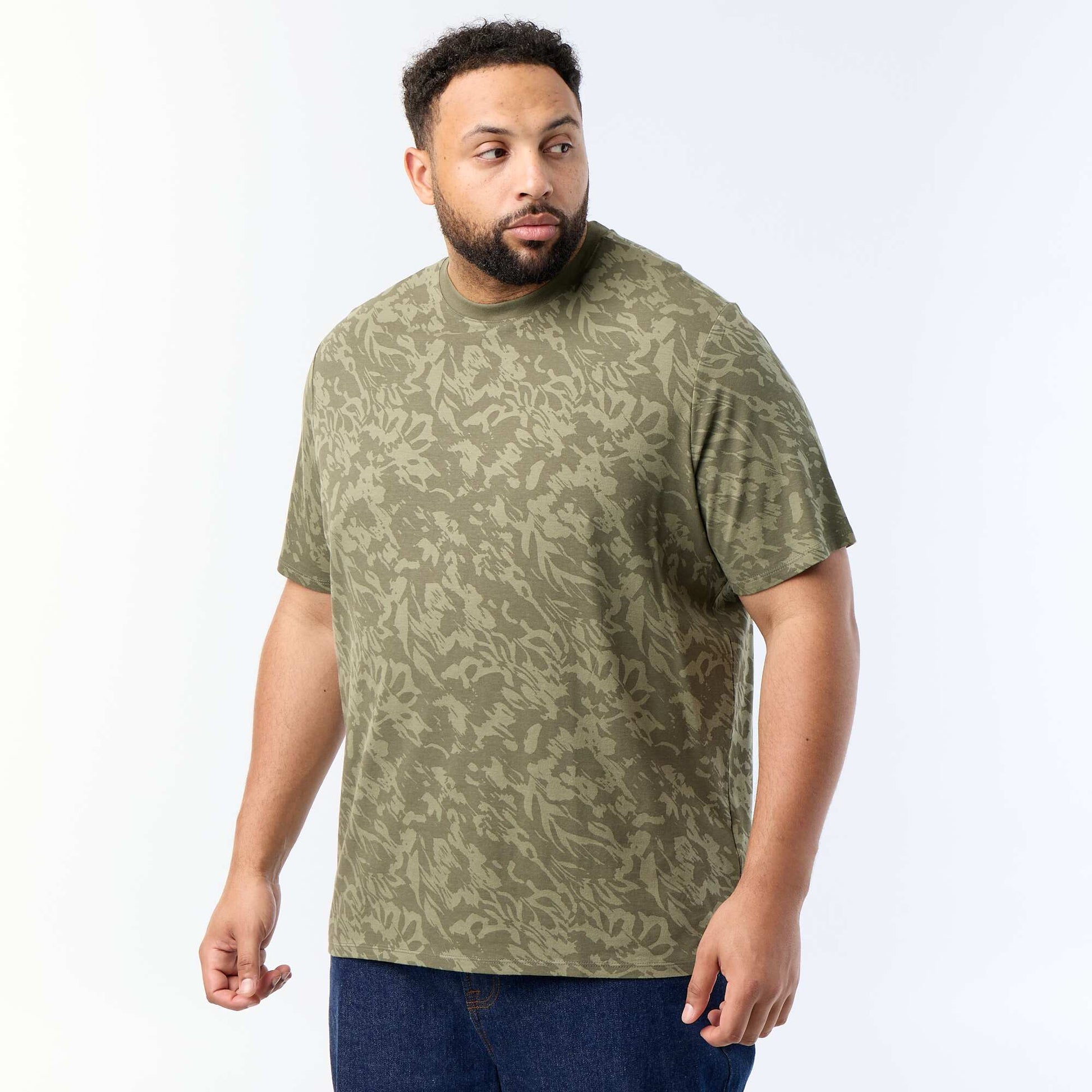 Short-sleeved printed T-shirt KHAKI