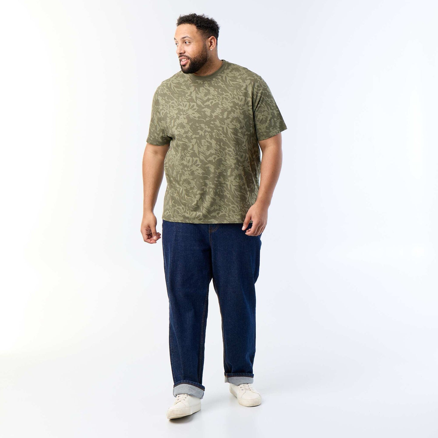 Short-sleeved printed T-shirt KHAKI