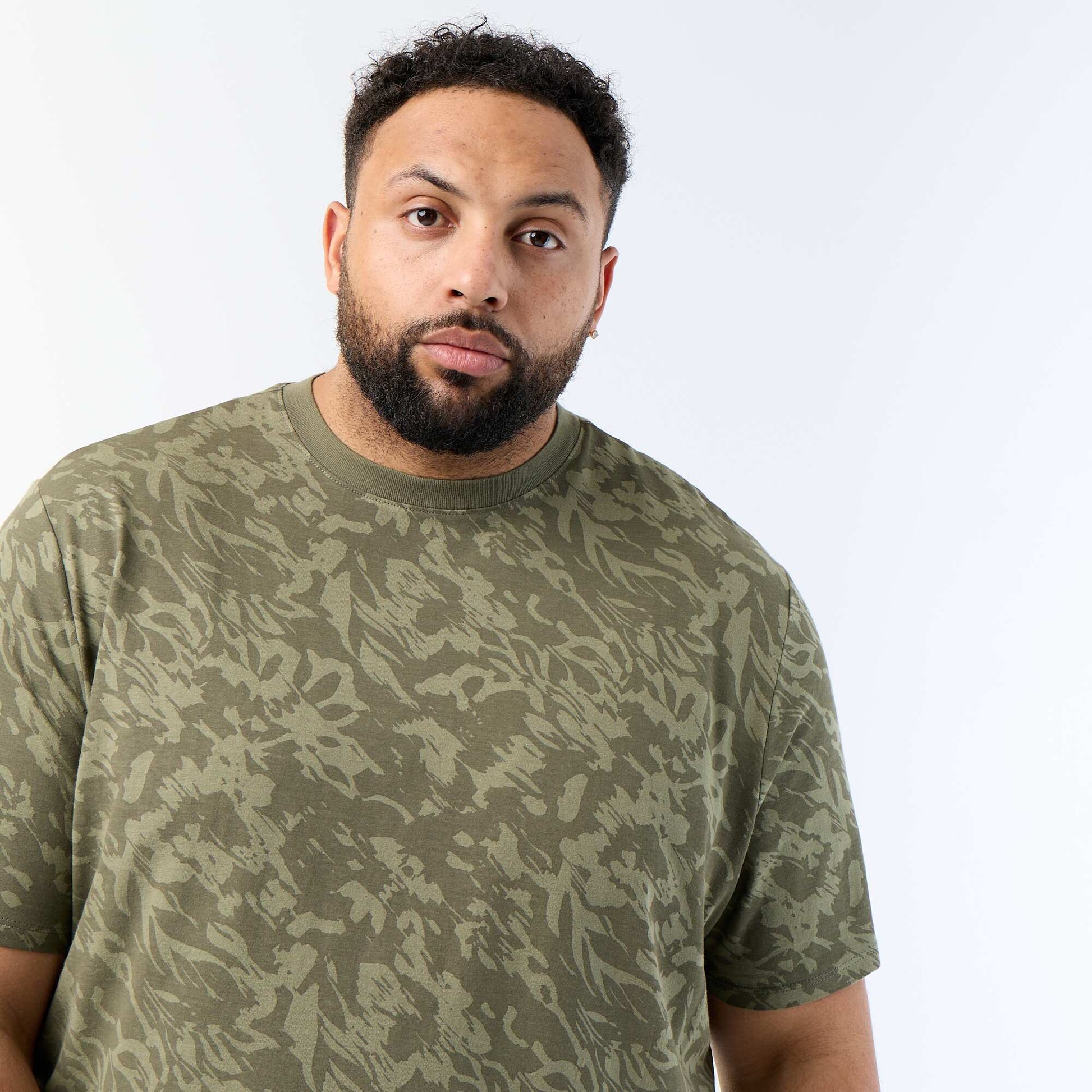Short-sleeved printed T-shirt KHAKI