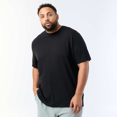 Textured Jersey Knit Short-Sleeved T-shirt BLACK