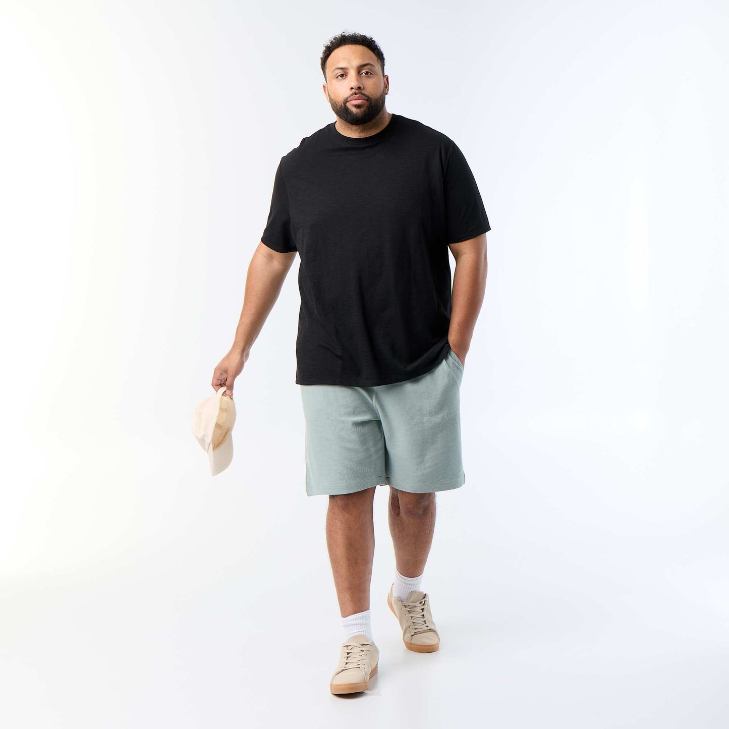 Textured Jersey Knit Short-Sleeved T-shirt BLACK