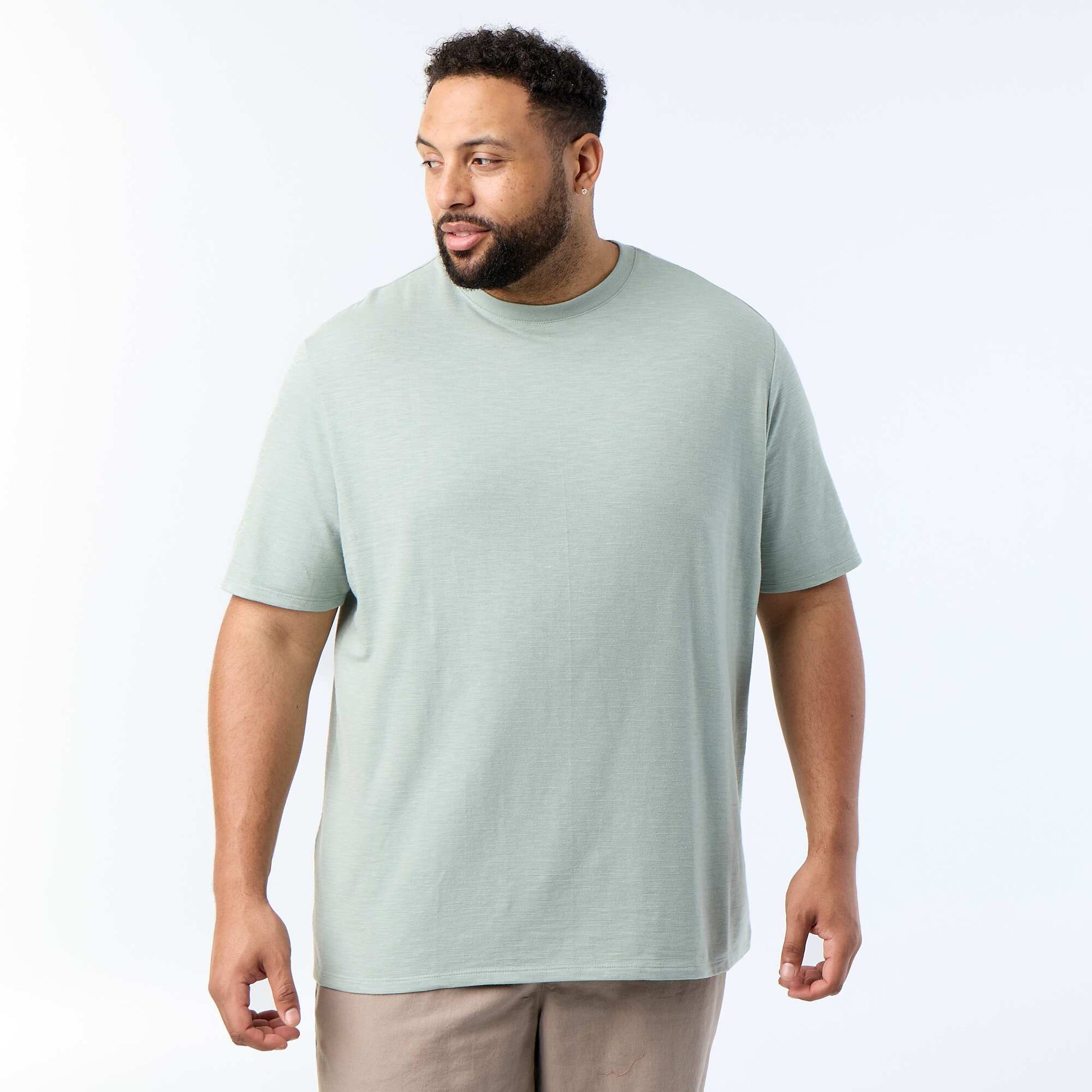 Textured Jersey Knit Short-Sleeved T-shirt GREEN