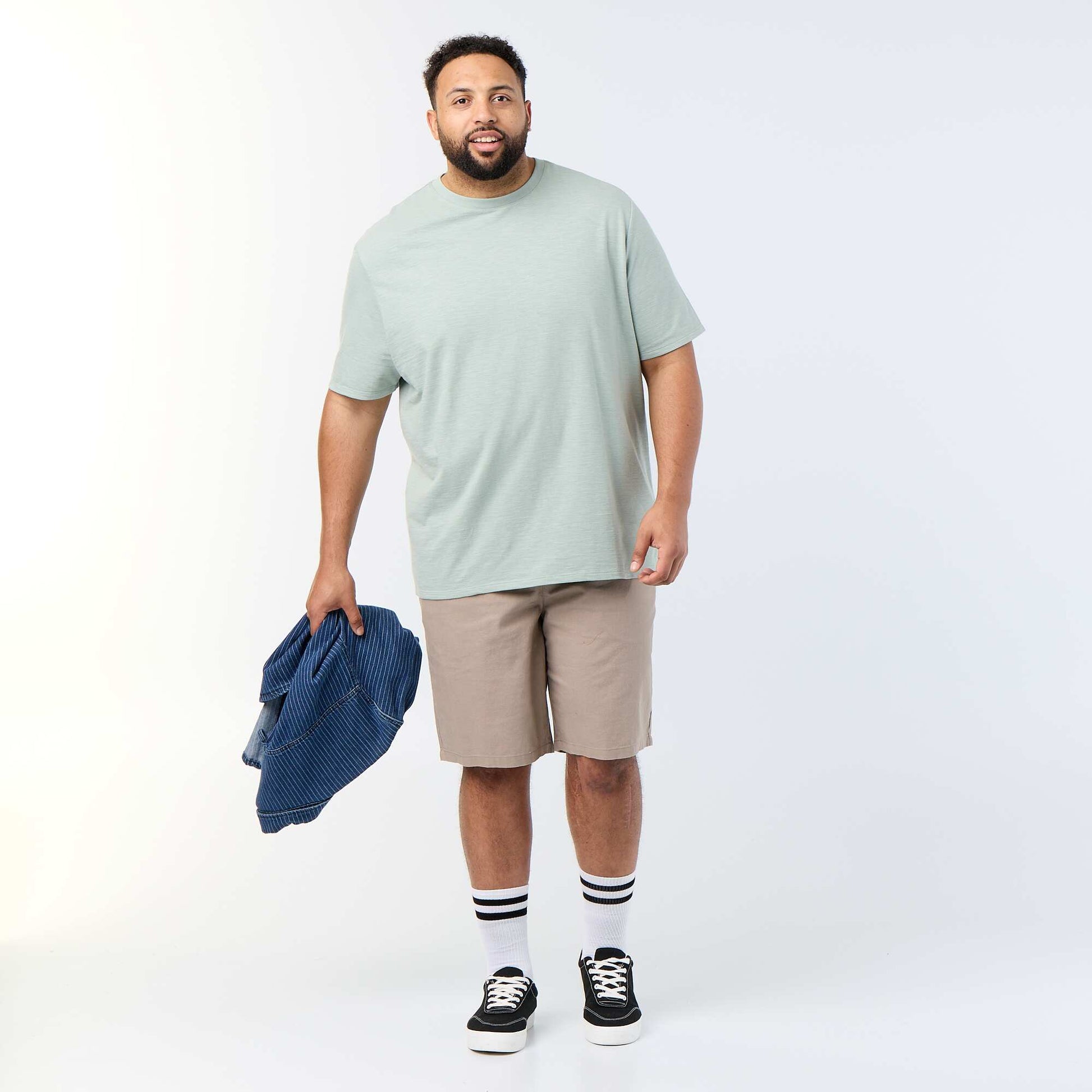Textured Jersey Knit Short-Sleeved T-shirt GREEN