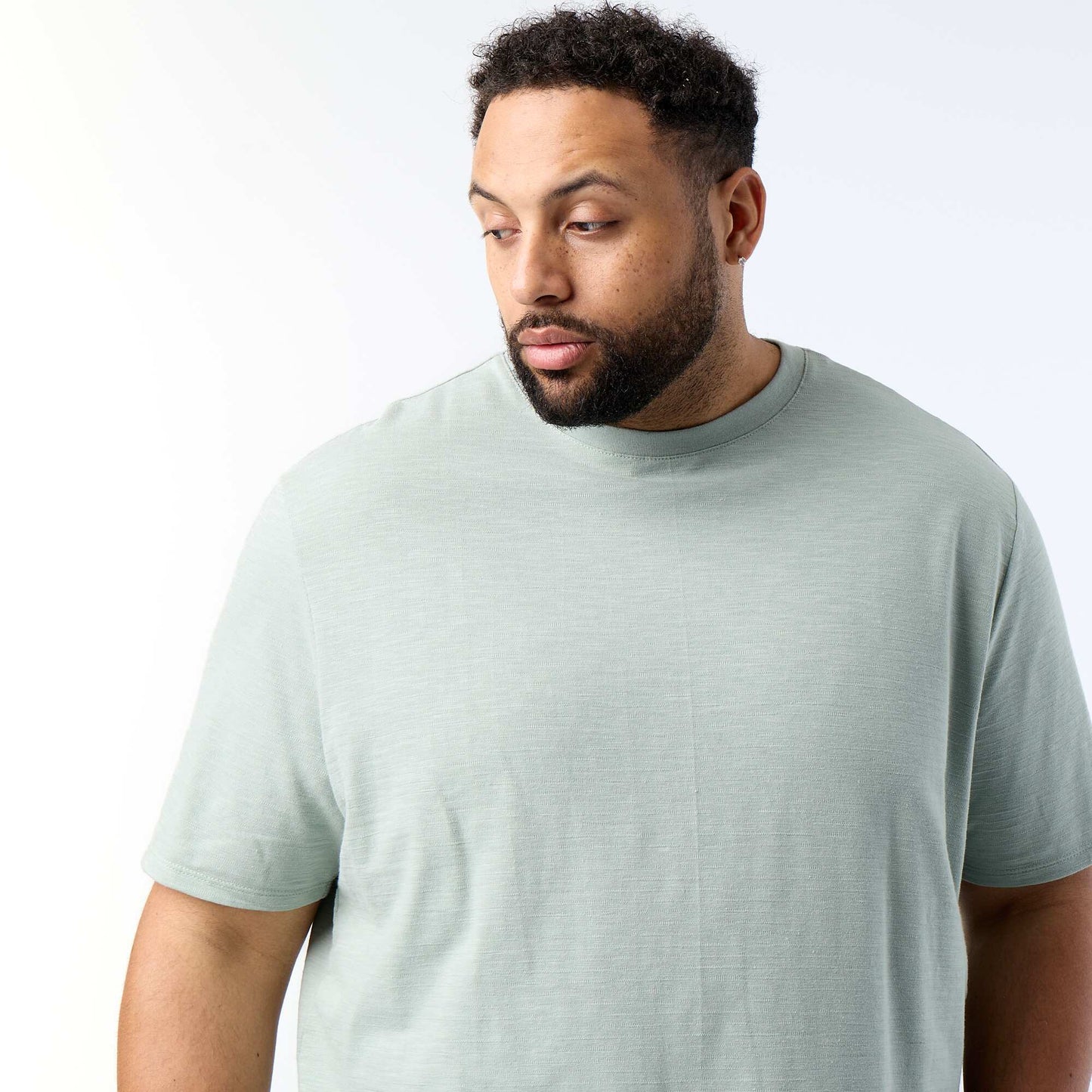 Textured Jersey Knit Short-Sleeved T-shirt GREEN