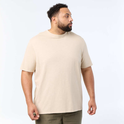 Textured Jersey Knit Short-Sleeved T-shirt BEIGE