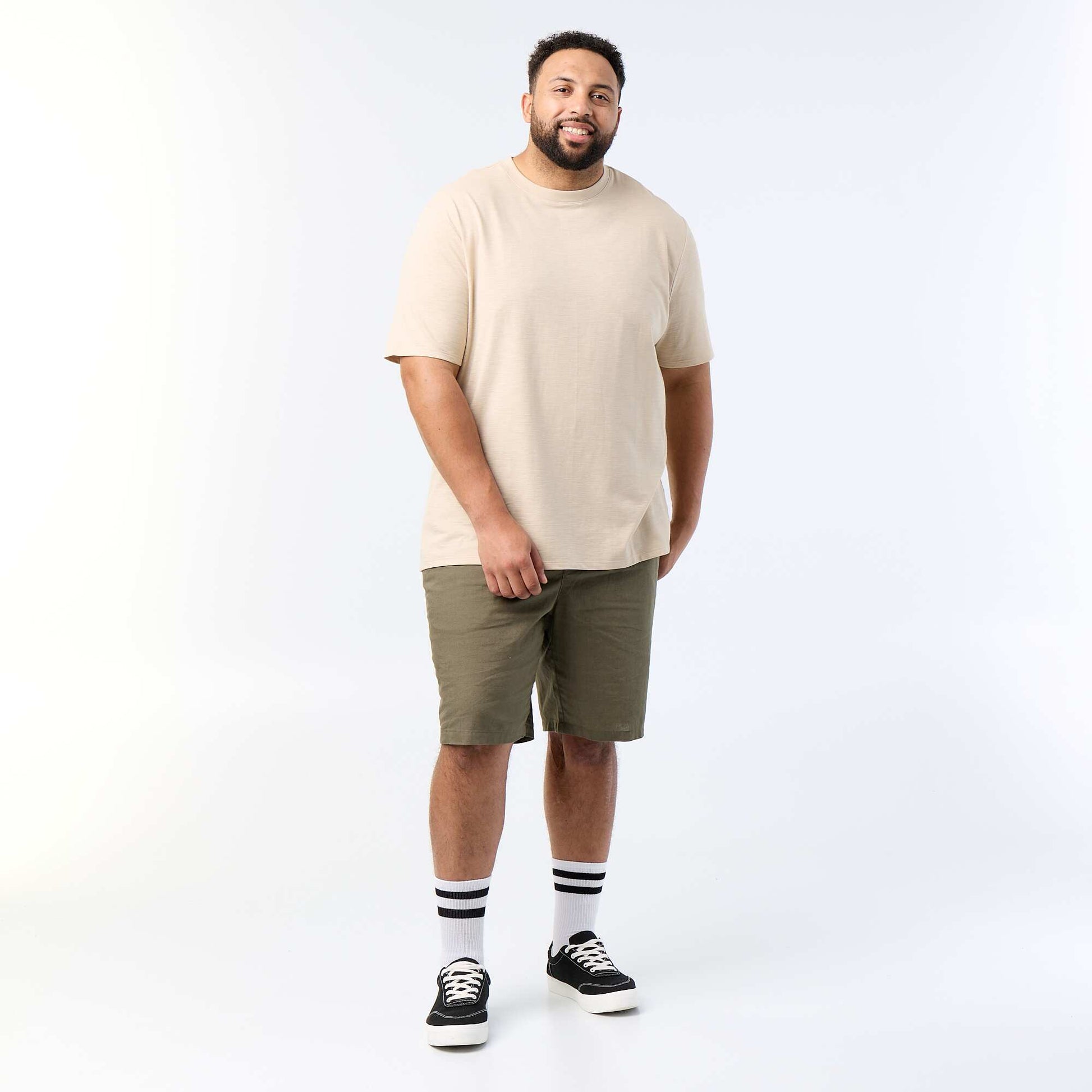 Textured Jersey Knit Short-Sleeved T-shirt BEIGE