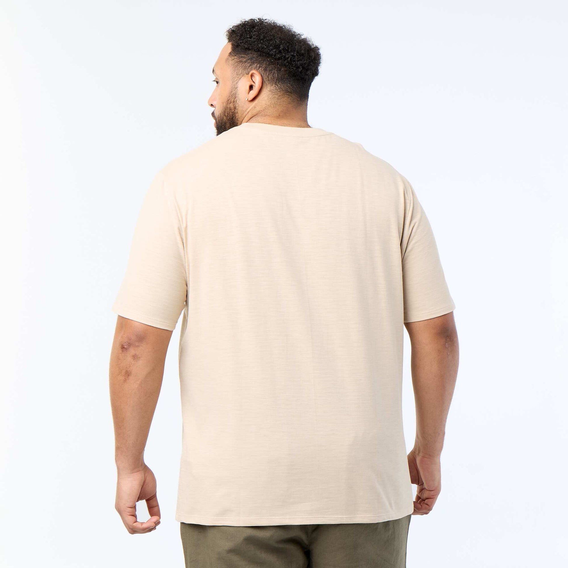 Textured Jersey Knit Short-Sleeved T-shirt BEIGE