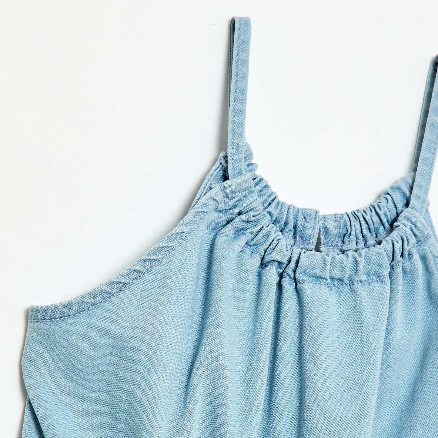 Plain dress with straps and ruffles BLUE