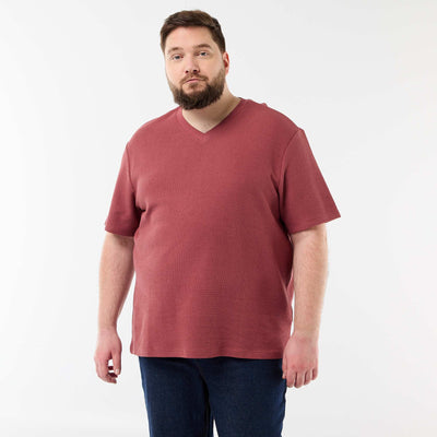 Short-sleeved Pique Knit T-shirt RED