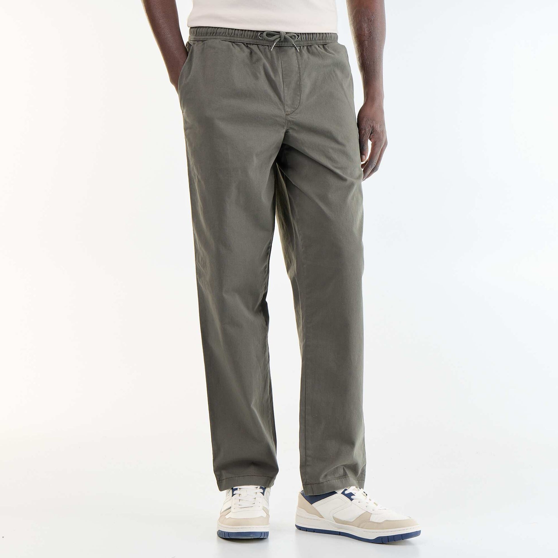 Peach-skin effect trousers KHAKI