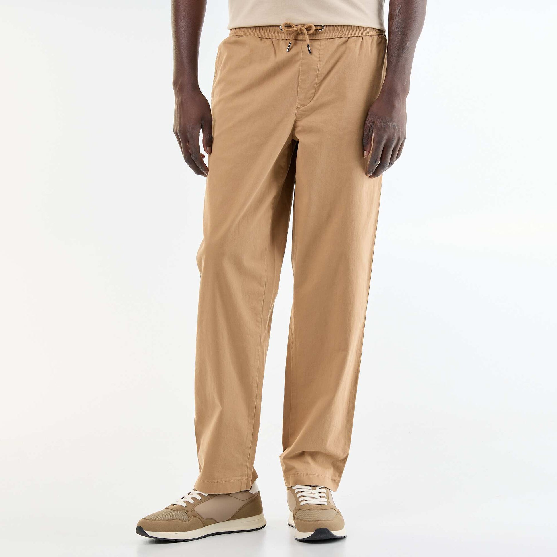 Peach-skin effect trousers BEIGE