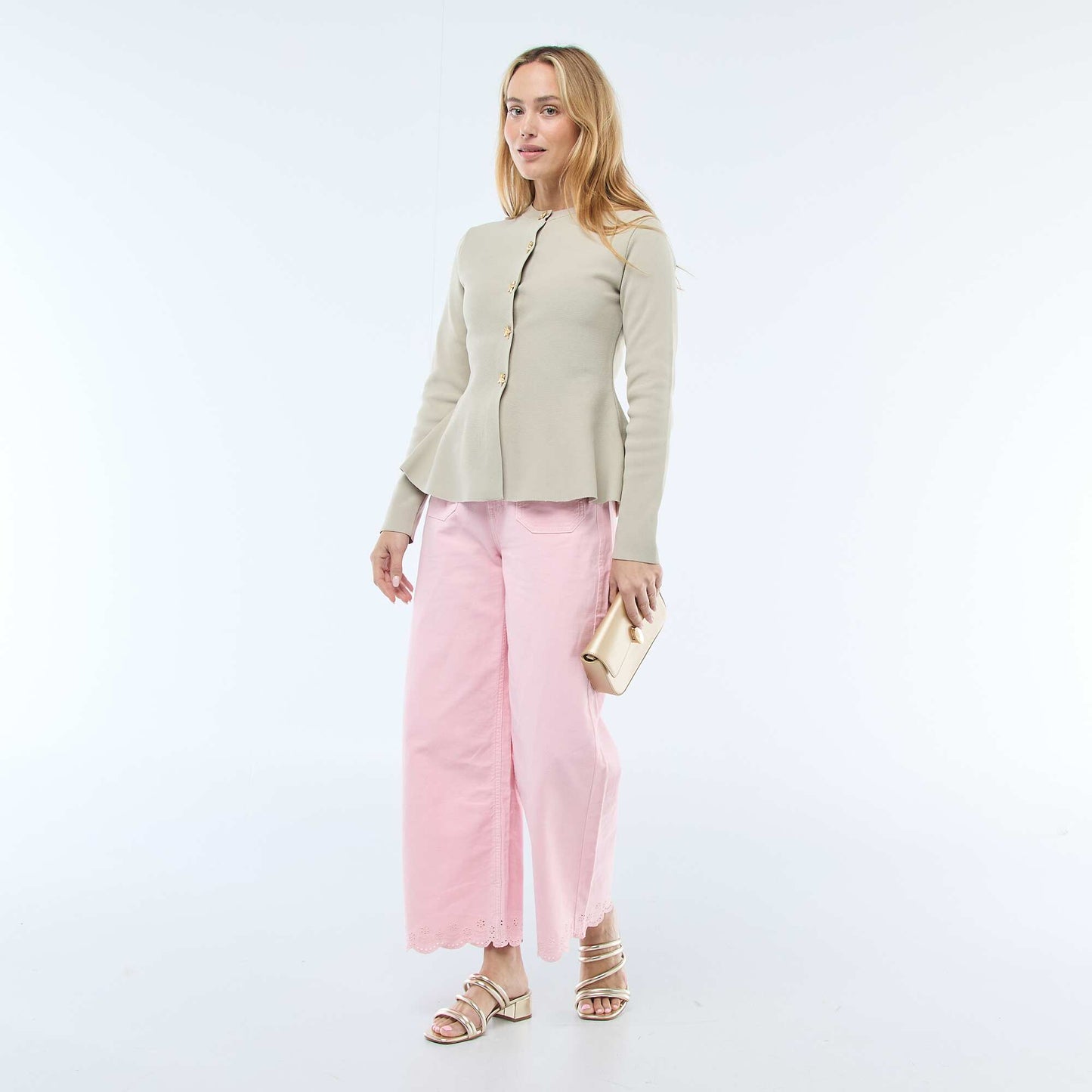 Star Button Cardigan BEIGE
