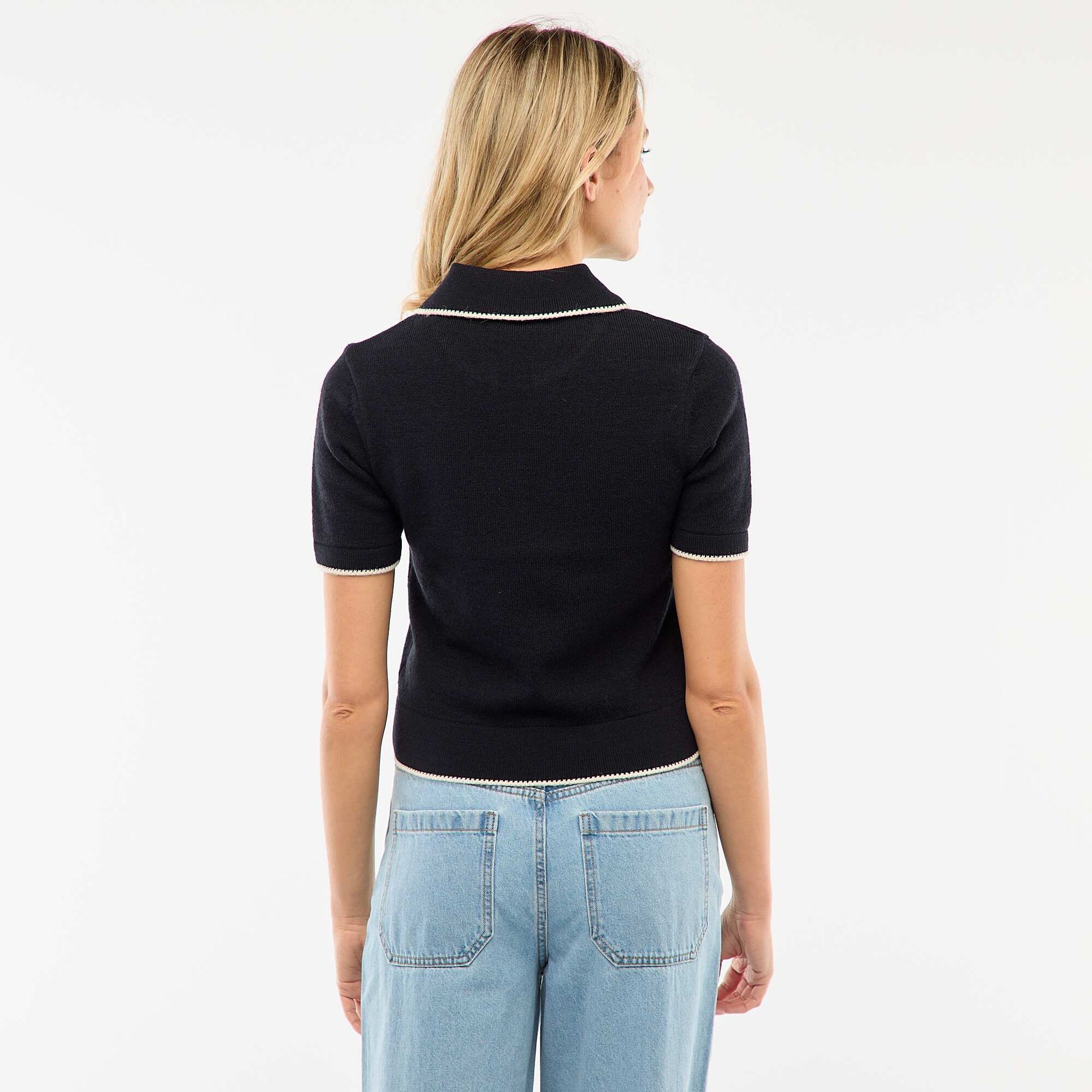 Mixed Wool Polo Sweater BLUE