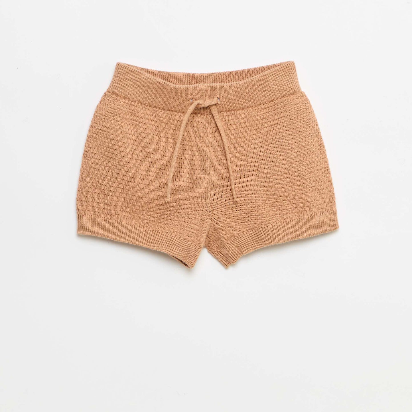 2-piece knit set - Polo t-shirt + shorts BROWN