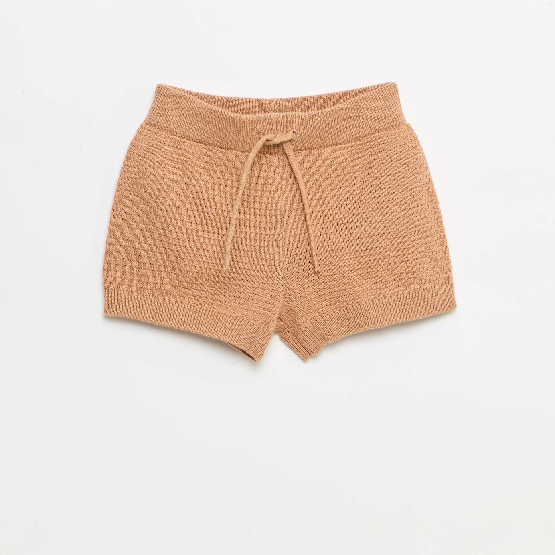 2-piece knit set - Polo t-shirt + shorts BROWN
