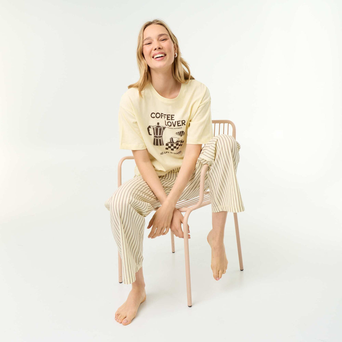 Cotton Pyjama Set - T-shirt & Pants YELLOW