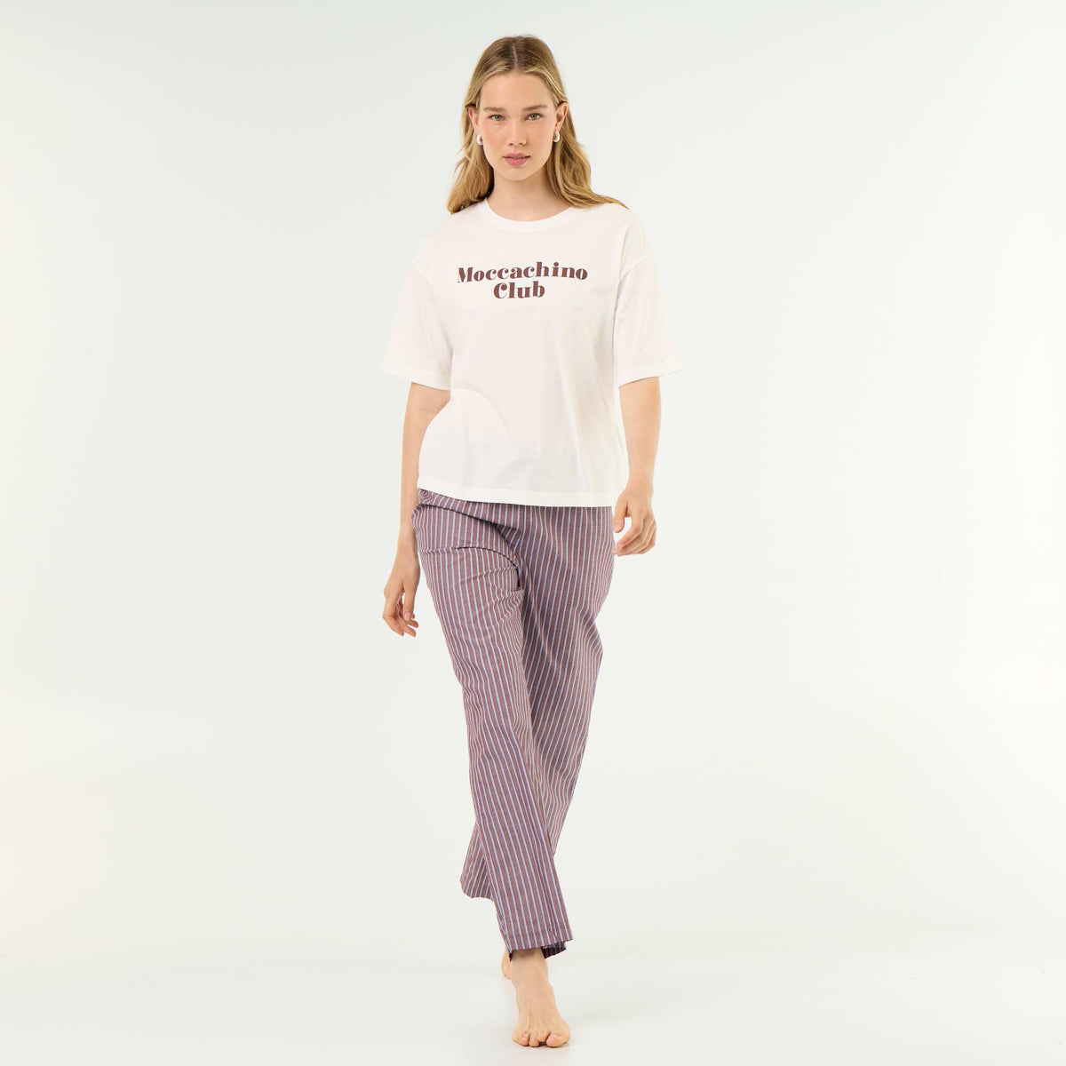Cotton Pyjama Set - T-shirt & Pants BROWN