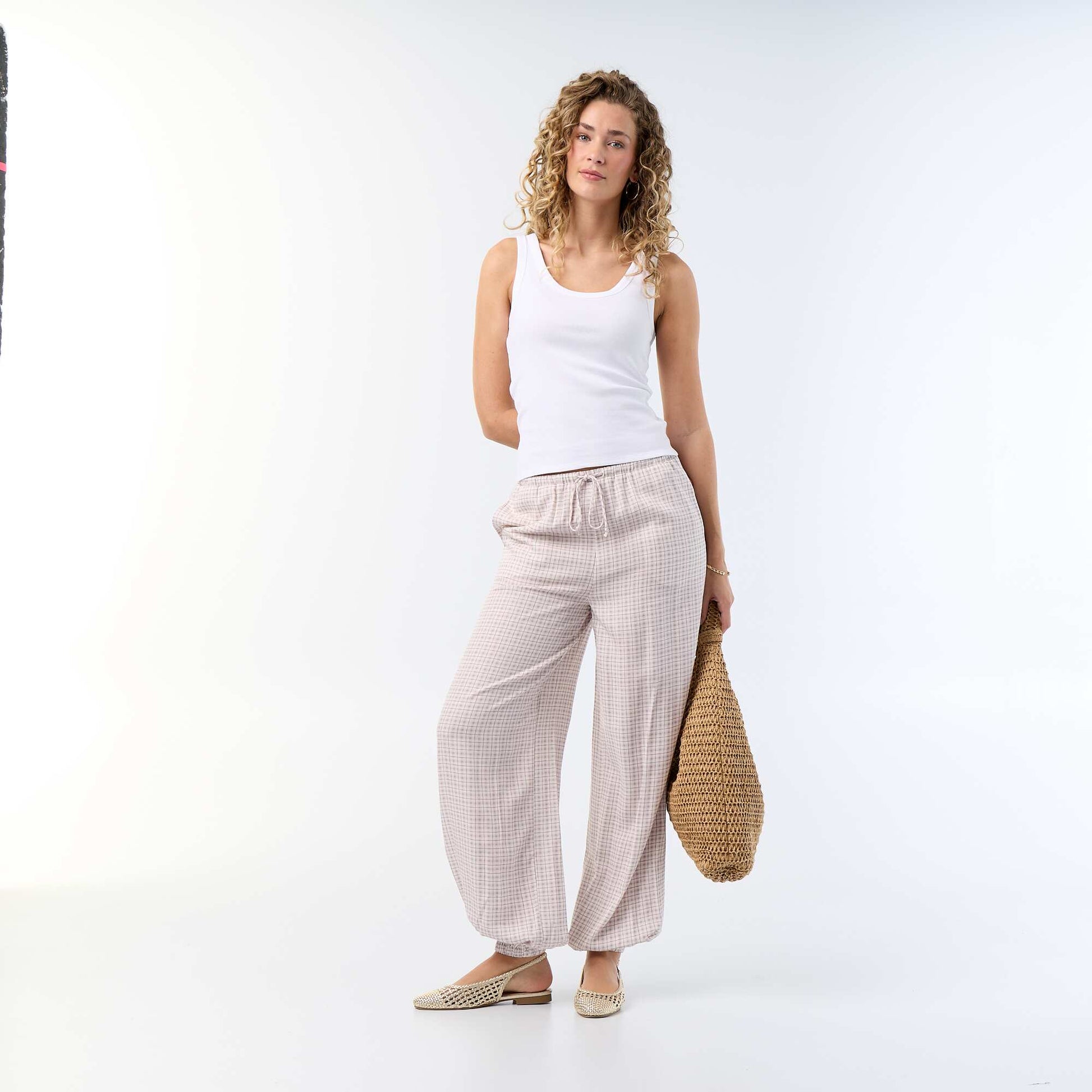 Ribbed basic tank top WHITE