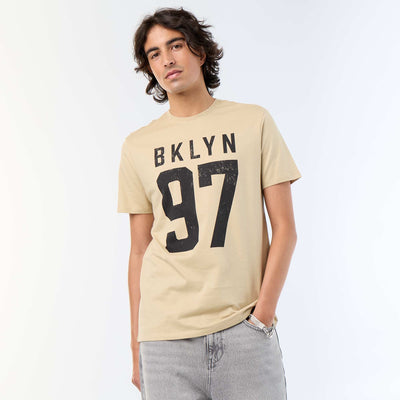 Printed Short-Sleeved T-Shirt BEIGE
