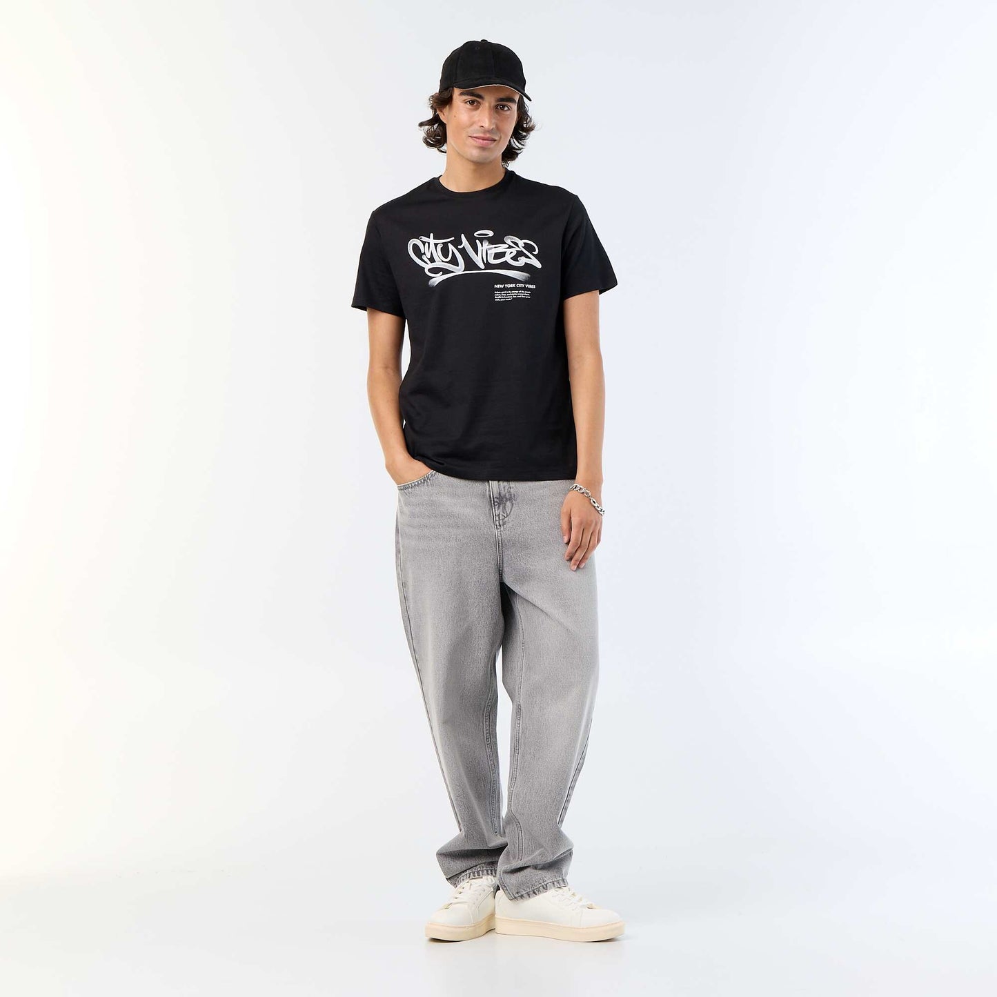 Printed Short-Sleeved T-Shirt BLACK