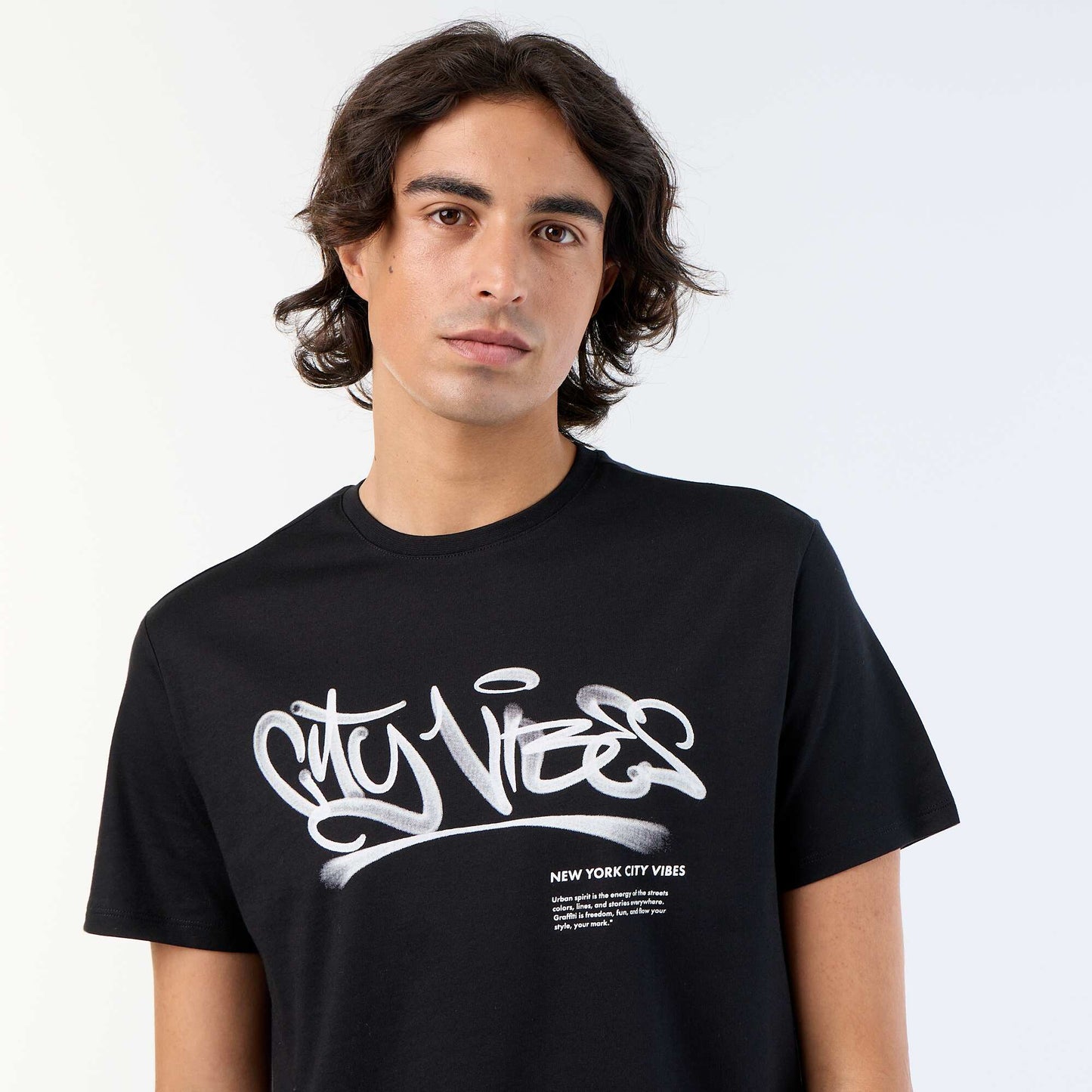 Printed Short-Sleeved T-Shirt BLACK