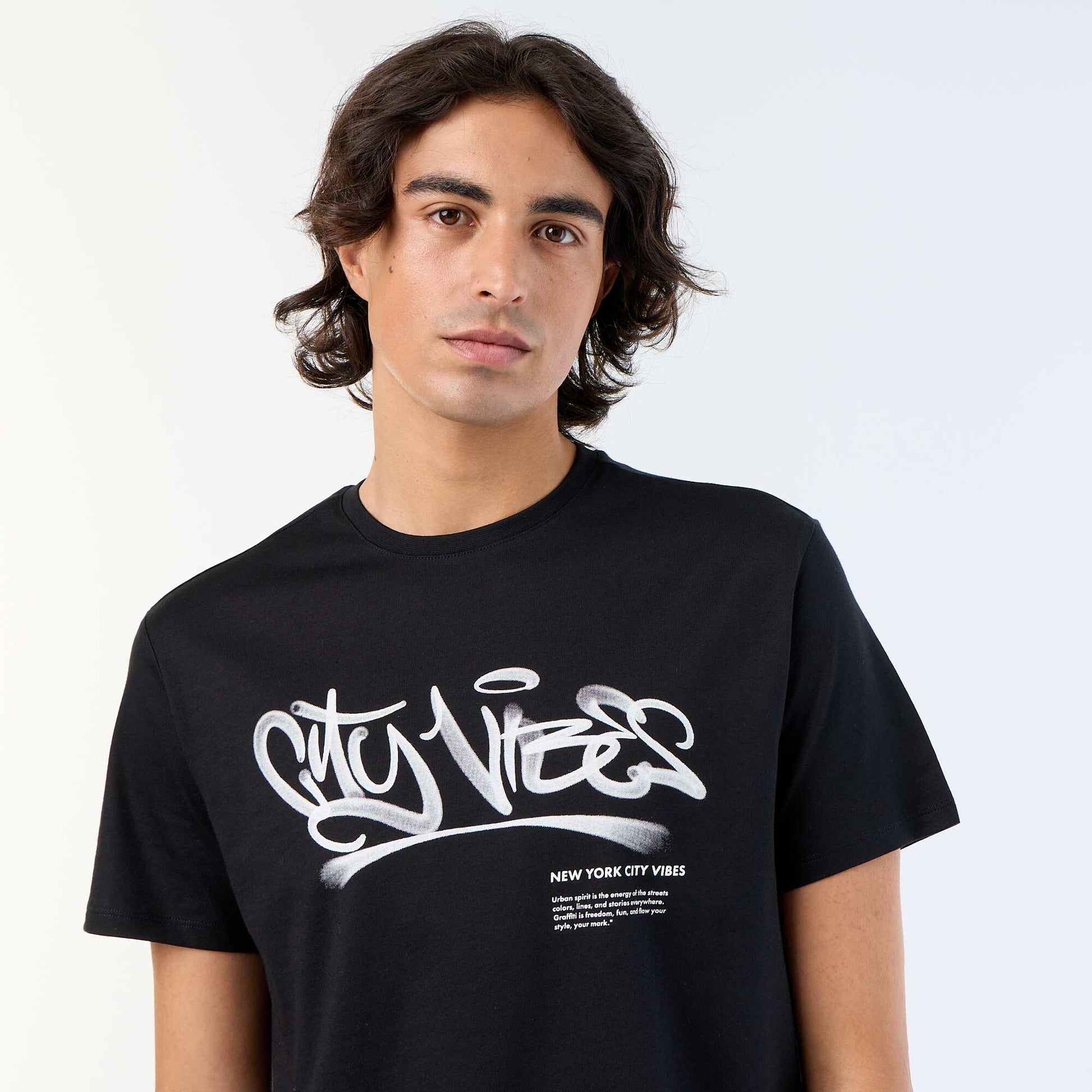 Printed Short-Sleeved T-Shirt BLACK