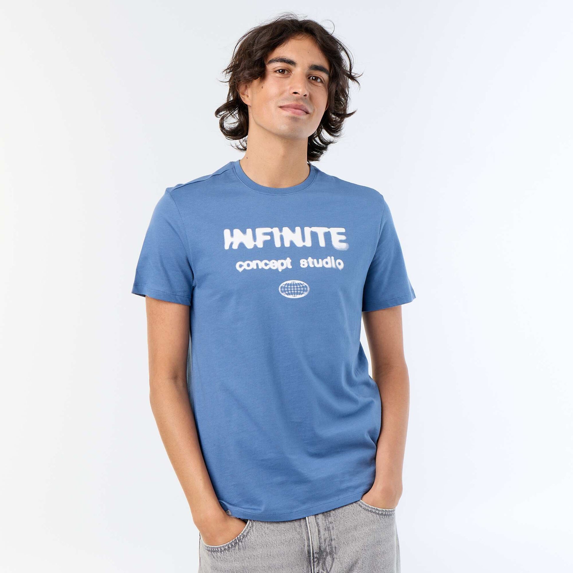 Printed Short-Sleeved T-Shirt BLUE