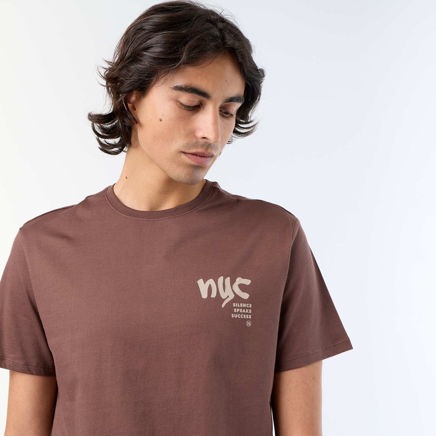 Printed Short-Sleeved T-Shirt BROWN