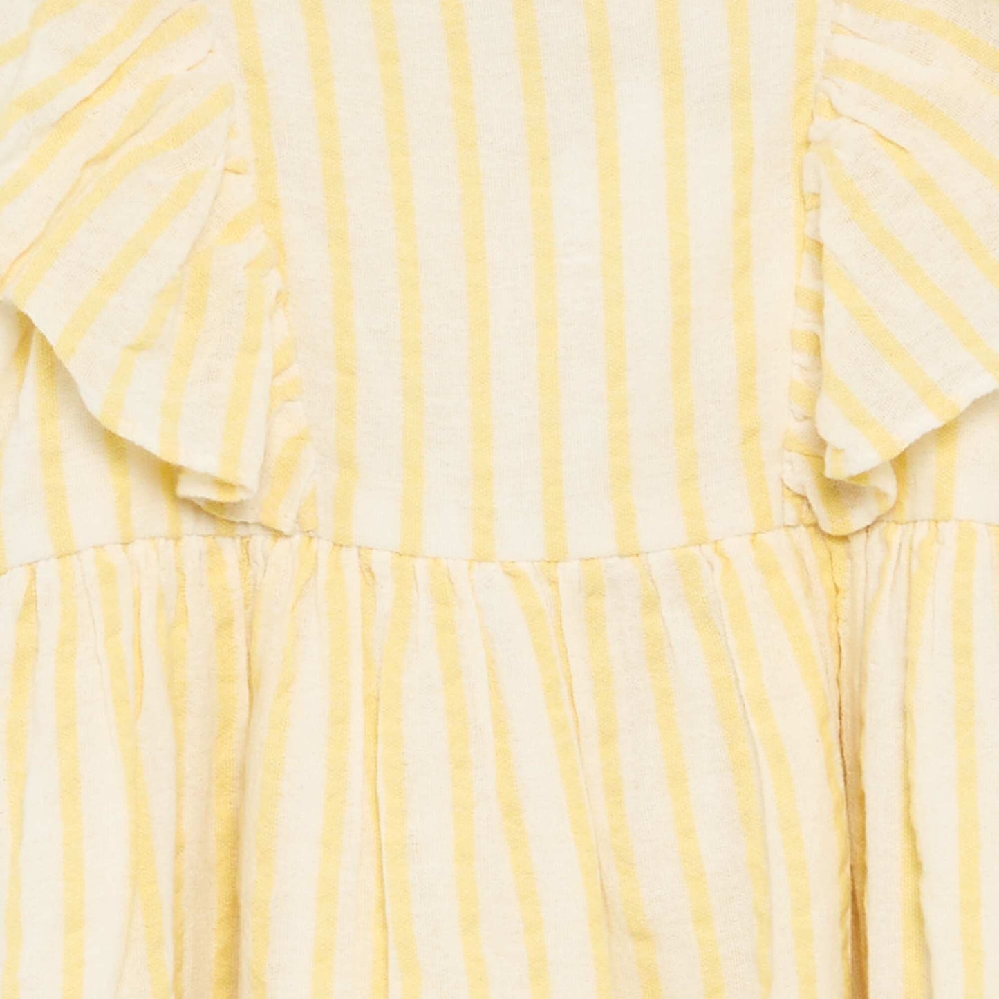 Yellow Striped Dress with Ruffled Sleeves YELLOW