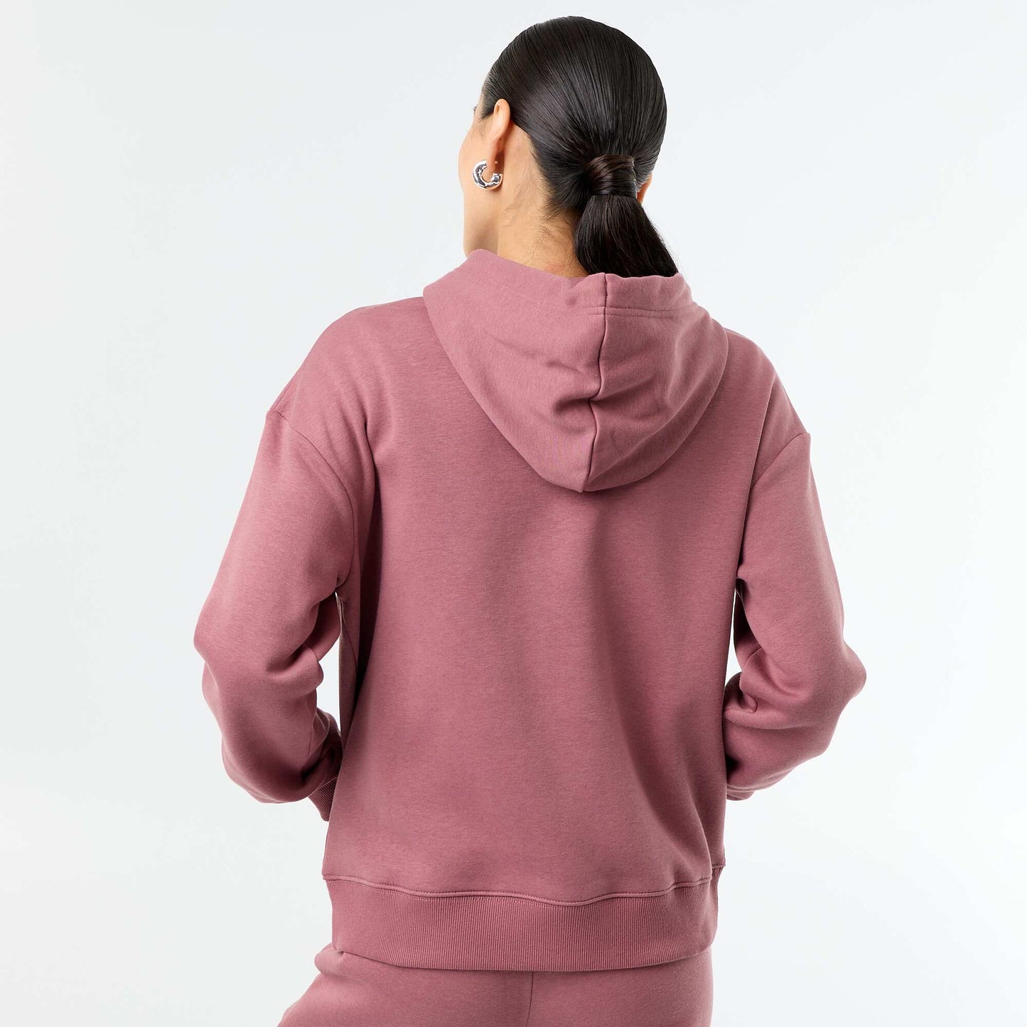 Plain hooded sweatshirt with kangaroo pocket PINK
