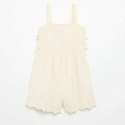 Thin-strap dress with all-over embroidery WHITE