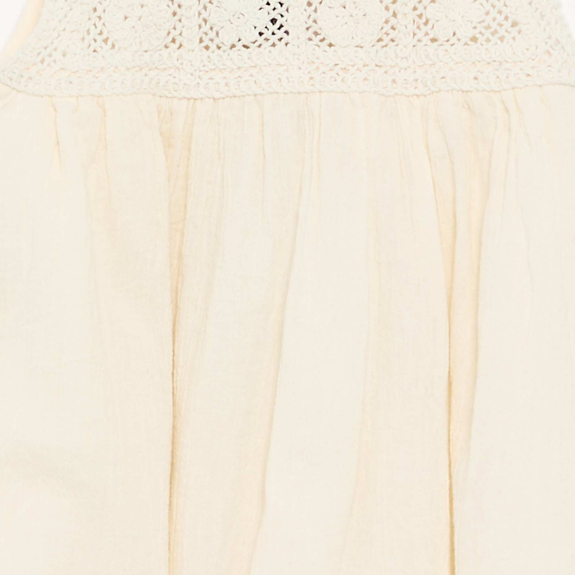 Crochet and Crêpe Fabric Dress WHITE