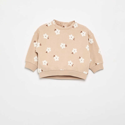 Patterned Fleece Sweatshirt BEIGE