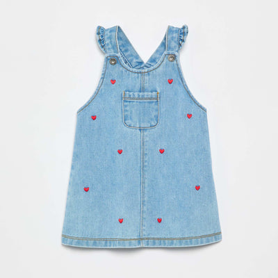 Pinafore dress with ruffled straps BLUE